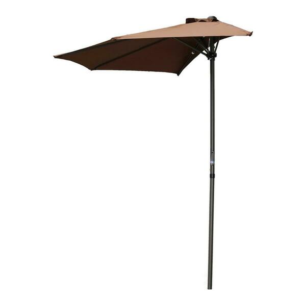 International Caravan 9 ft. Half Round Wall Hugger Umbrella, Chocolate YF-1147-2.7M-CH